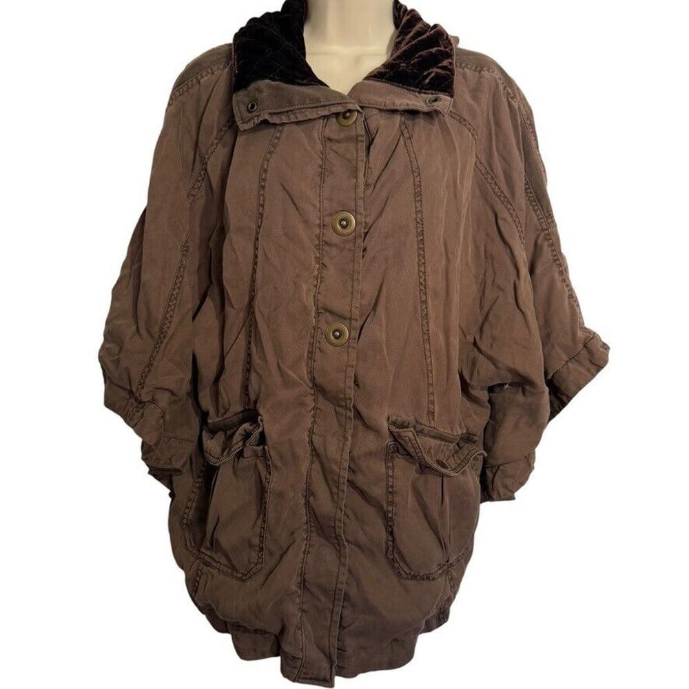Hei Hei Womens Brown Anthropologie Cape Oversized Jacket Dolman Sleeve XS / S